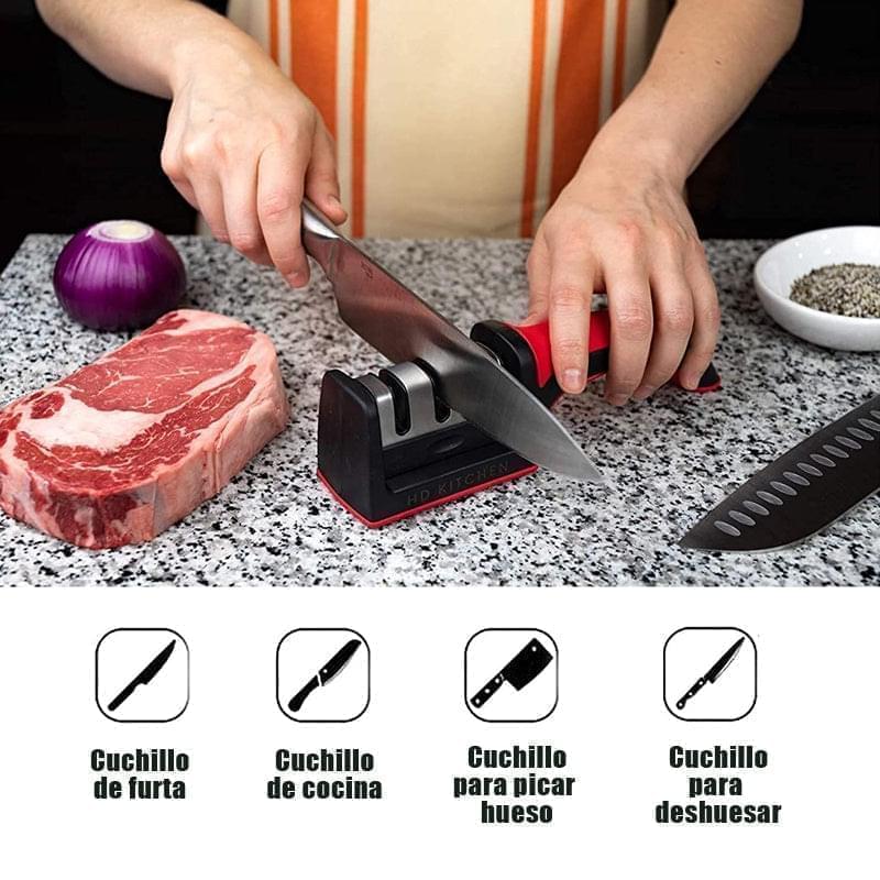 Afilador de cuchillos de 3 etapas para afilar cuchillos de acero opaco,  pelar, chefs y cuchillos de bolsillo para reparar, restaurar y pulir  cuchillas